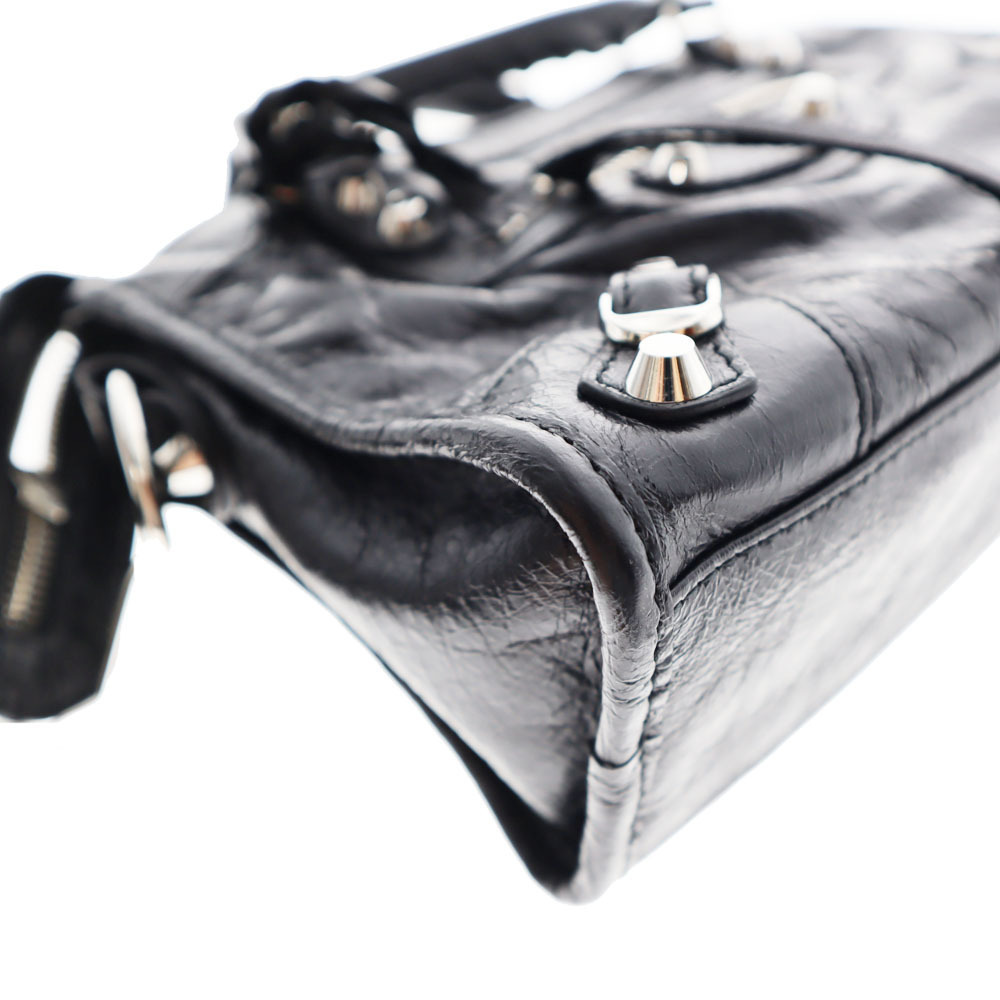 BALENCIAGA City Leather Black Handbag Shoulder Bag - Picture 4 of 11